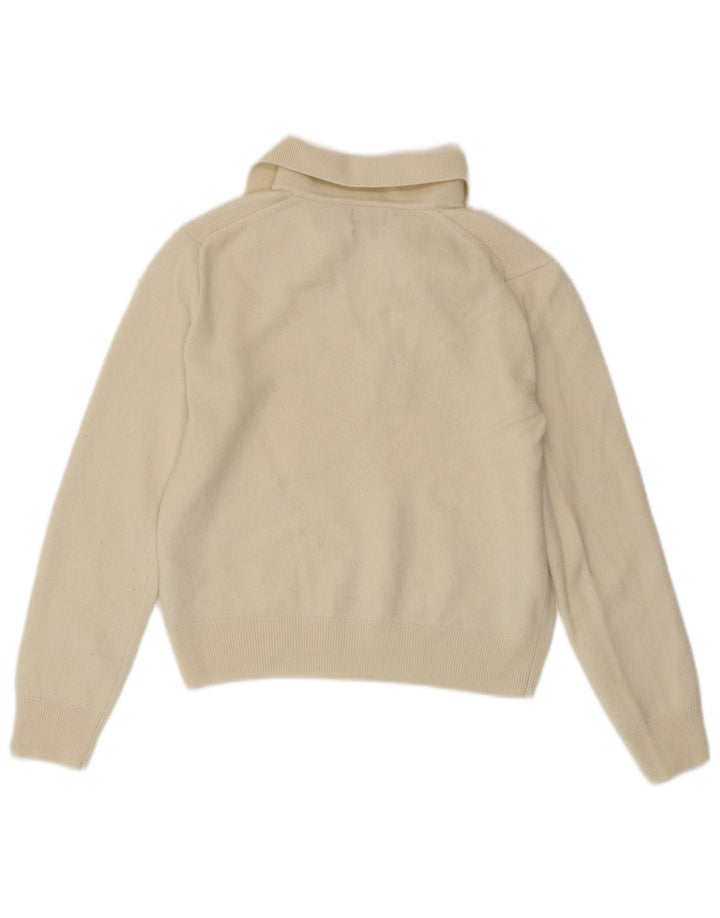 POLO RALPH LAUREN Pull à col polo pour femme UK 10 Small Blanc cassé