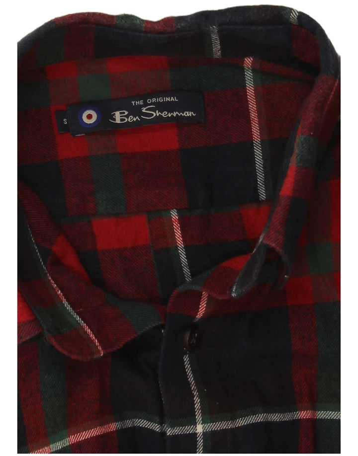 Ben Sherman Chemise en flanelle pour homme en coton à petits carreaux bleu marine