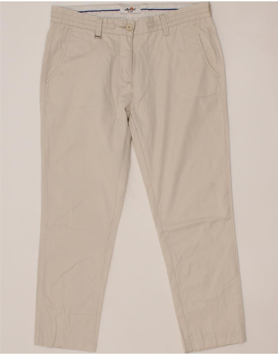 ELLESSE Womens Slim Chino Trousers IT 42 Medium W30 L25 Beige Vintage Ellesse and Second-Hand Ellesse from Messina Hembry 