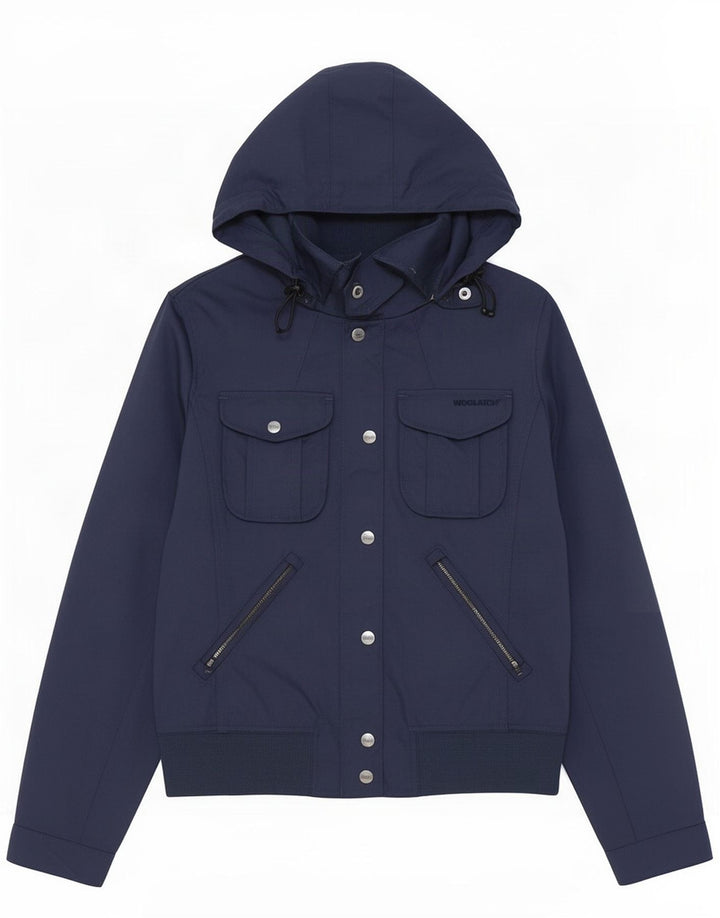 Woolrich Veste de Pluie Femme UK 12 Large Bleu Marine Nylon