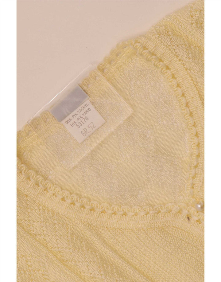 vintage Femme Tricot Blouse Top IT 52 2XL Off White Polyacrylique