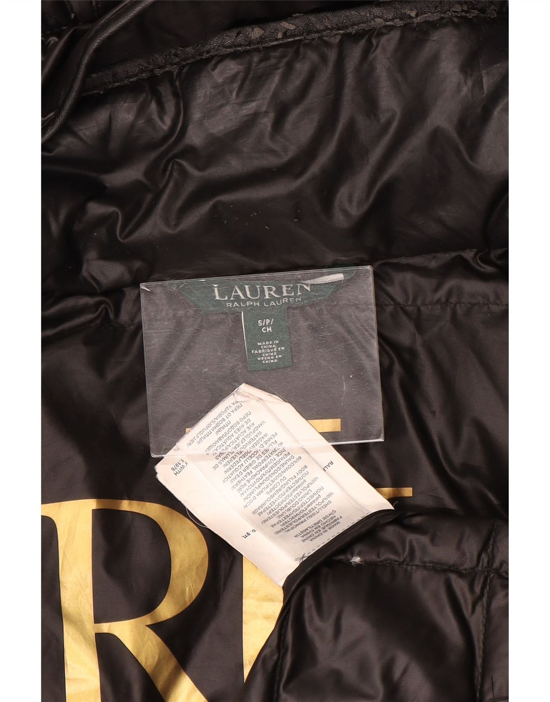 Ralph Lauren Veste matelassée à capuche pour femme UK 10 Small Noir Polyester