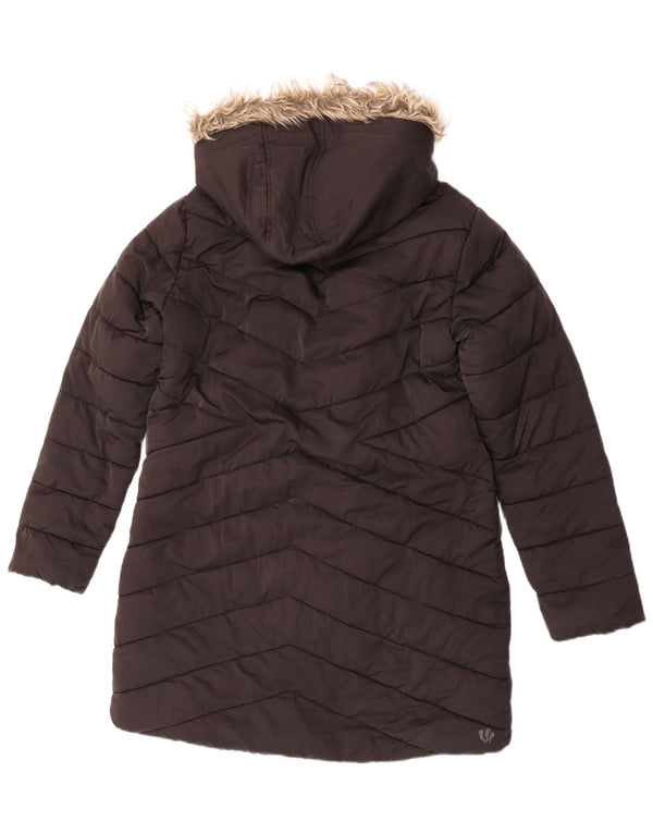 Fat Face Manteau rembourré Sherpa surdimensionné à capuche pour femme UK 10 Petit Noir