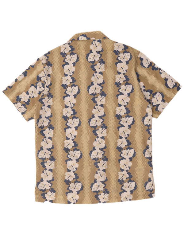Chemise hawaïenne à manches courtes pour hommes Vintage, Polyester floral Beige moyen