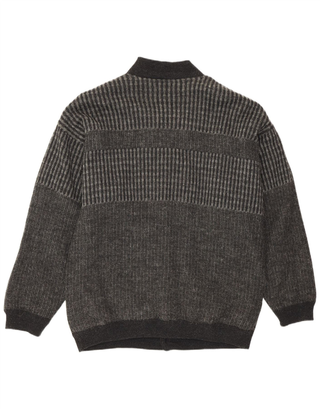 Settebello Pull Cardigan Homme Gris Moyen Géométrique Acrylique Rétro