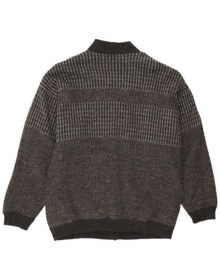 Settebello Pull Cardigan Homme Gris Moyen Géométrique Acrylique Rétro