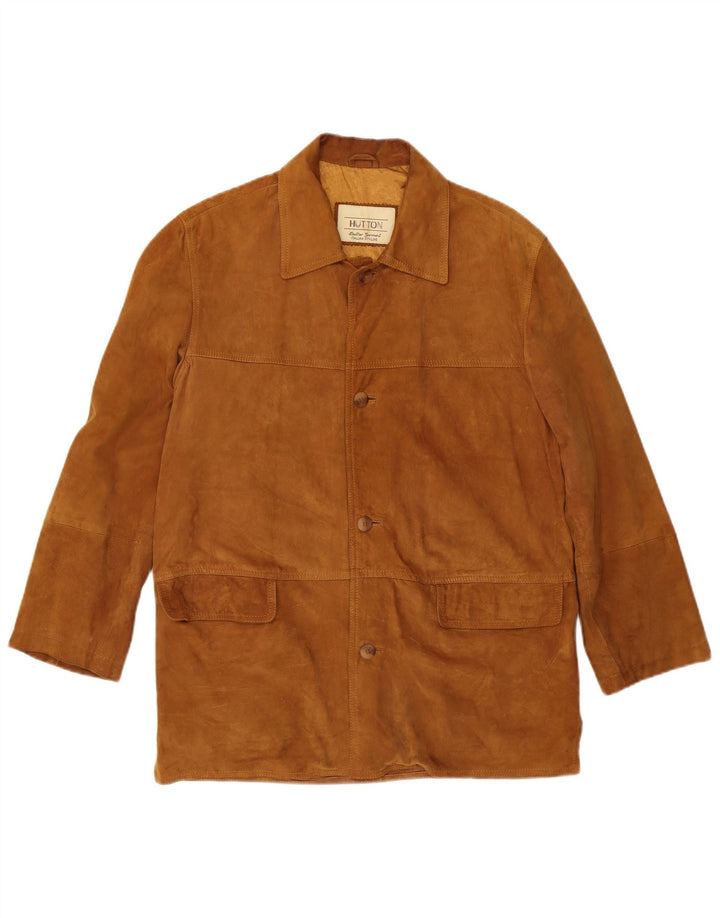 veste en daim homme vintage IT 46 petit cuir marron classique