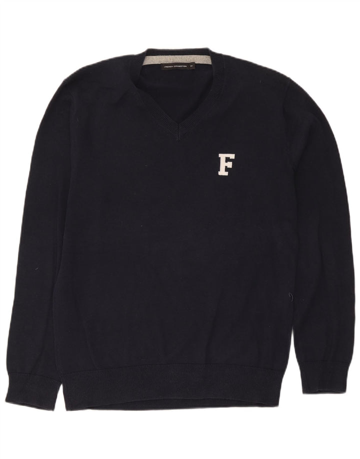 French Connection Pull Col V Homme Bleu Marine Moyen Coton