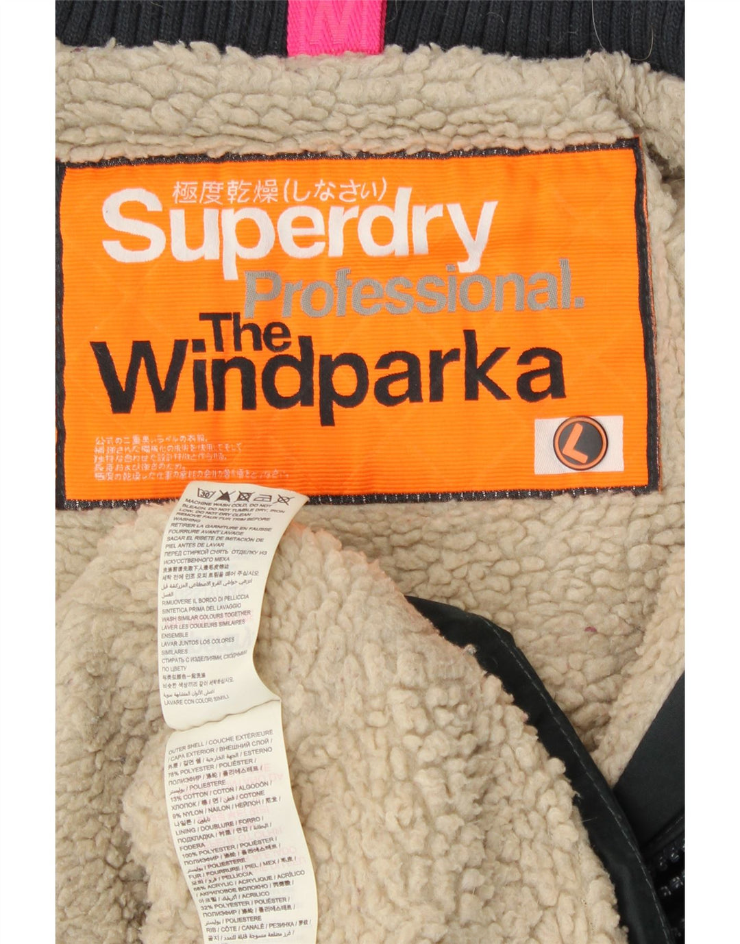 Superdry Femme The Windparka Parka Jacket UK 16 Large Noir Polyester