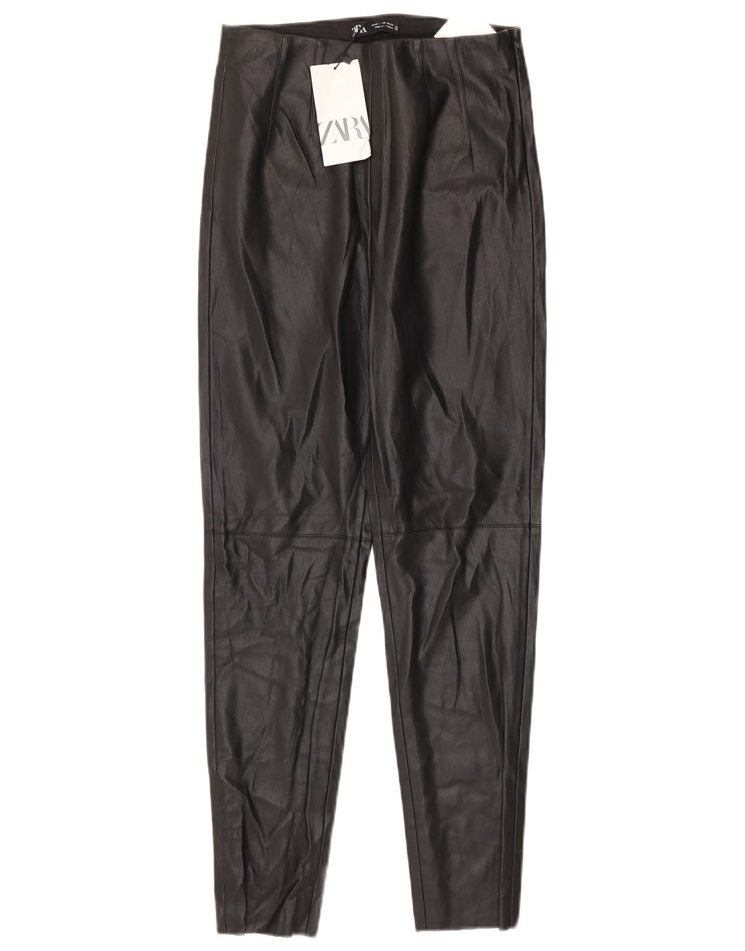 Zara Femme Leggings En Simili Cuir Moyen W28 L27 Noir Polyuréthane
