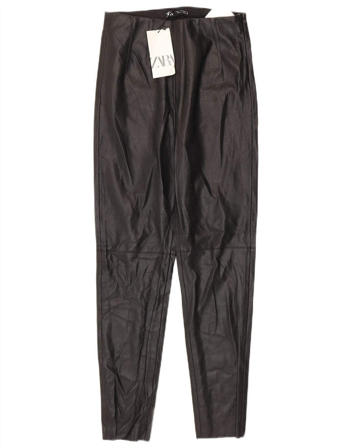 Zara Femme Leggings En Simili Cuir Moyen W28 L27 Noir Polyuréthane