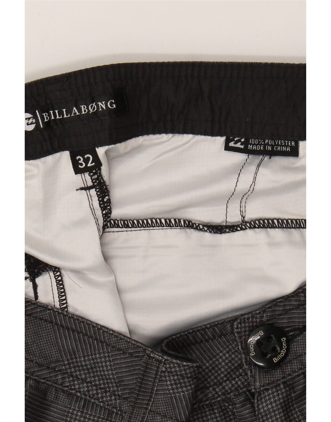 BILLABONG Short Chino Homme W32 Gris Moyen Pied-de-Poule Polyester