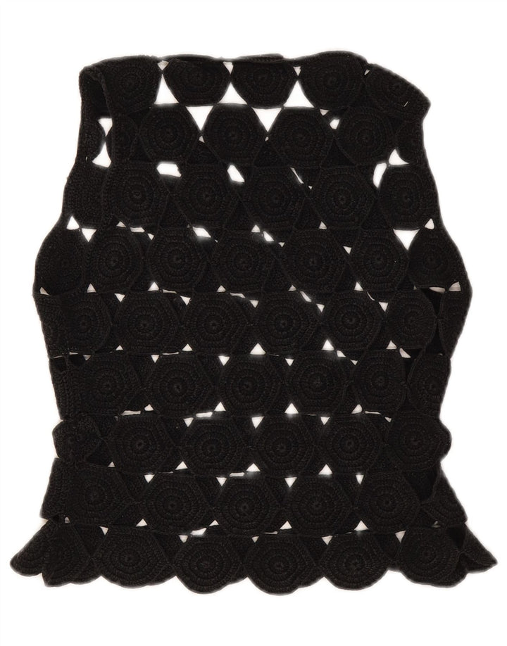 Max & Co. Haut court sans manches en crochet pour femme UK 10 Petit Noir