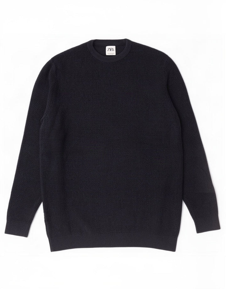 Zara Pull Col Ras Du Cou Homme Bleu Marine Moyen