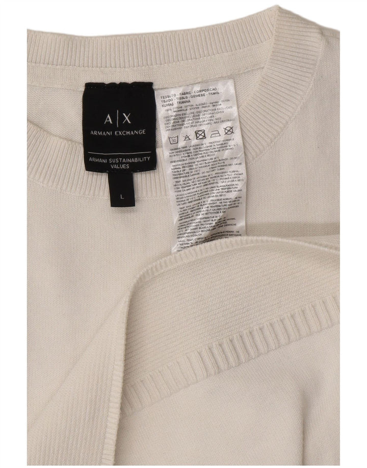 ARMANI EXCHANGE Pull à col rond pour homme Grand coton blanc