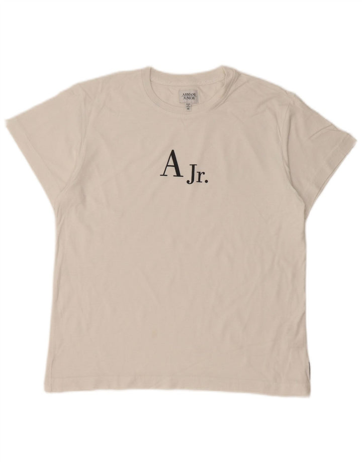 ARMANI JUNIOR T-Shirt Graphique Garçon 11-12 ans Blanc Coton