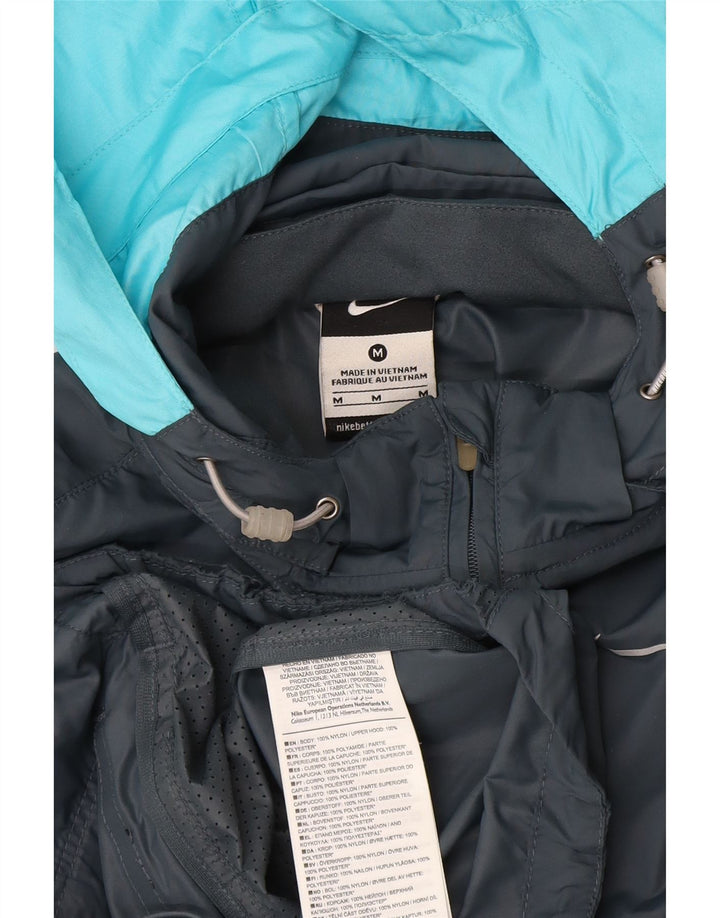 Nike Veste de pluie à capuche pour femme UK 12 Gris moyen Colorblock Nylon