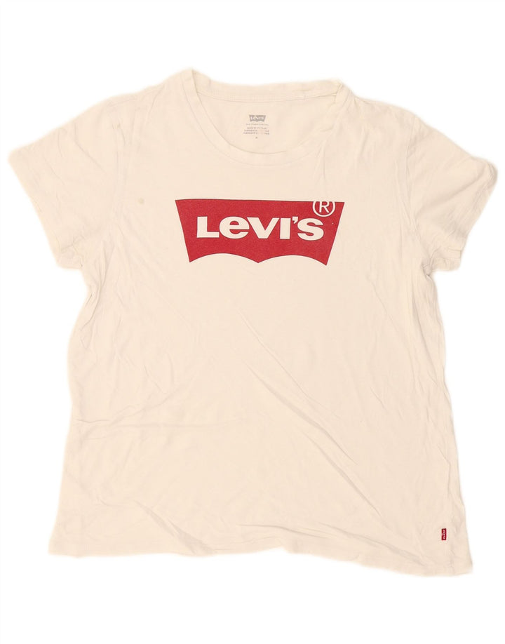 Levi's T-Shirt Graphique Femme UK 14 Blanc Moyen