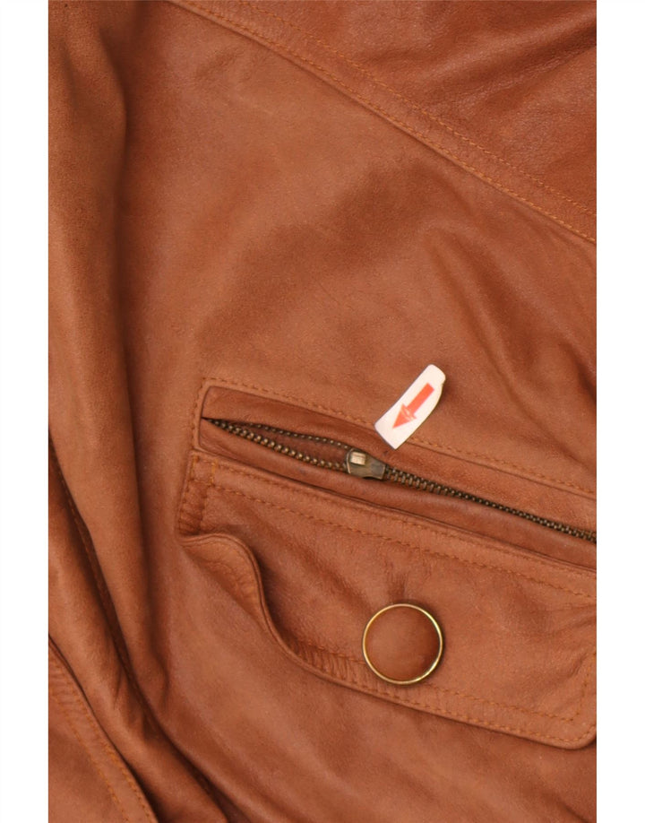 veste en cuir femme vintage UK 18 XL Marron