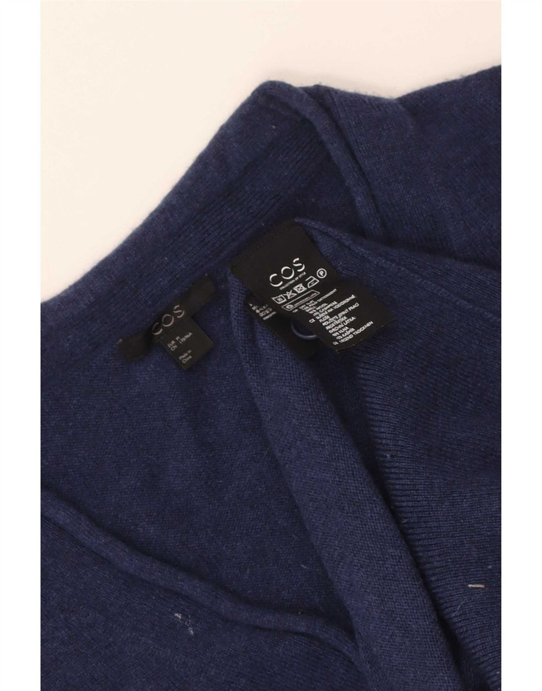Cos Cardigan Femme Pull UK 14 Laine Bleu Marine Moyen