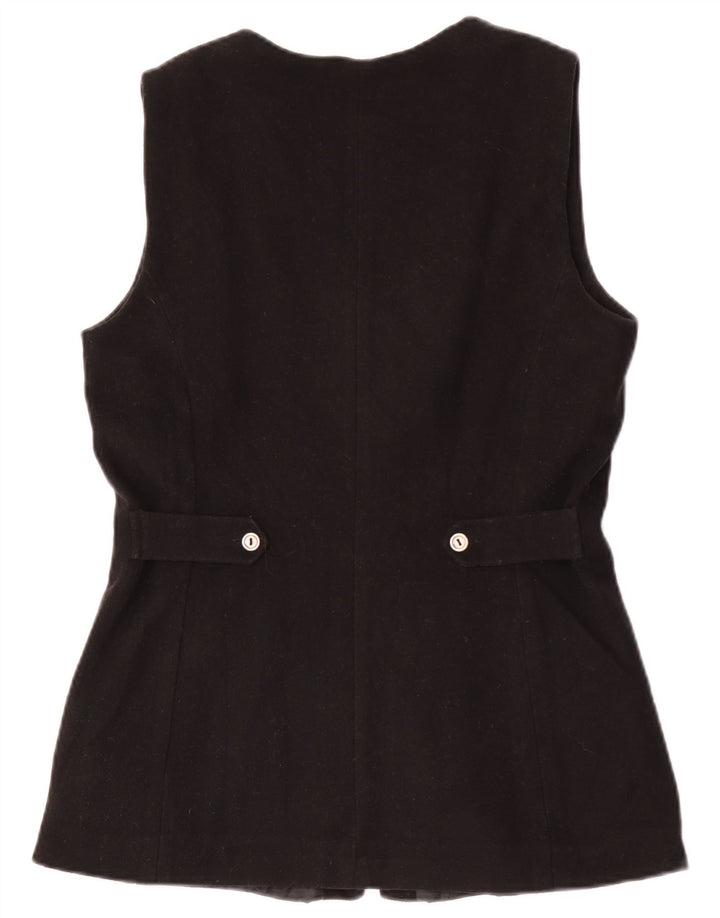 vintage Femme Gilet EU 36 Petit Acrylique Noir