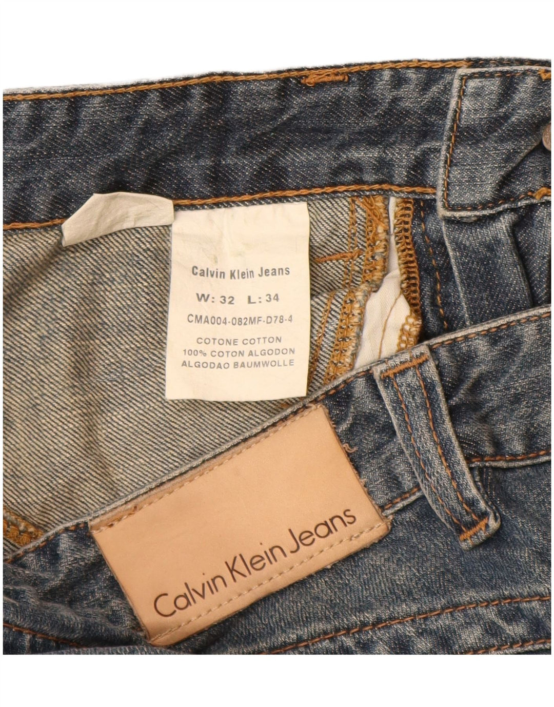 CALVIN KLEIN Jean droit Femme W32 L34 Bleu Coton