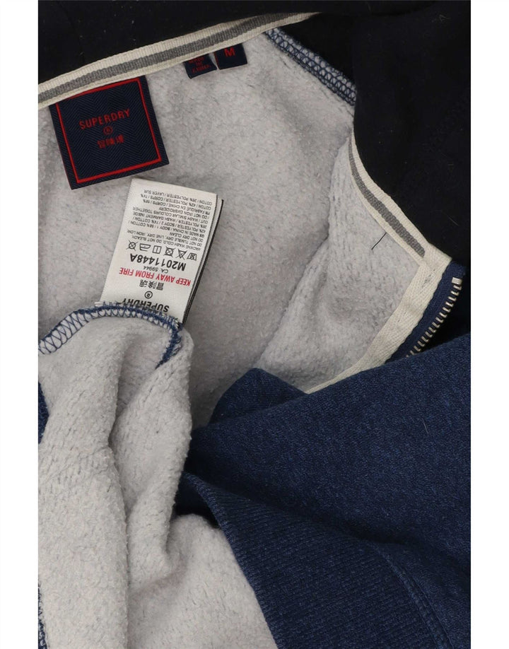 Superdry Pull à capuche zippé en coton color block bleu moyen