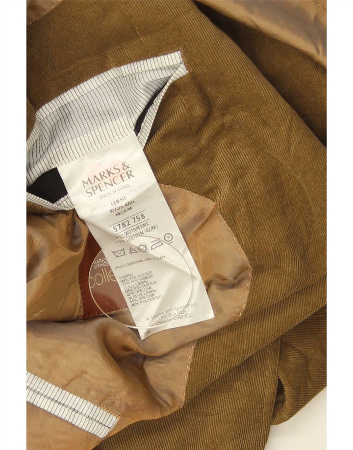 Marks & Spencer Veste blazer en velours côtelé à 2 boutons pour homme UK 42 Large Beige