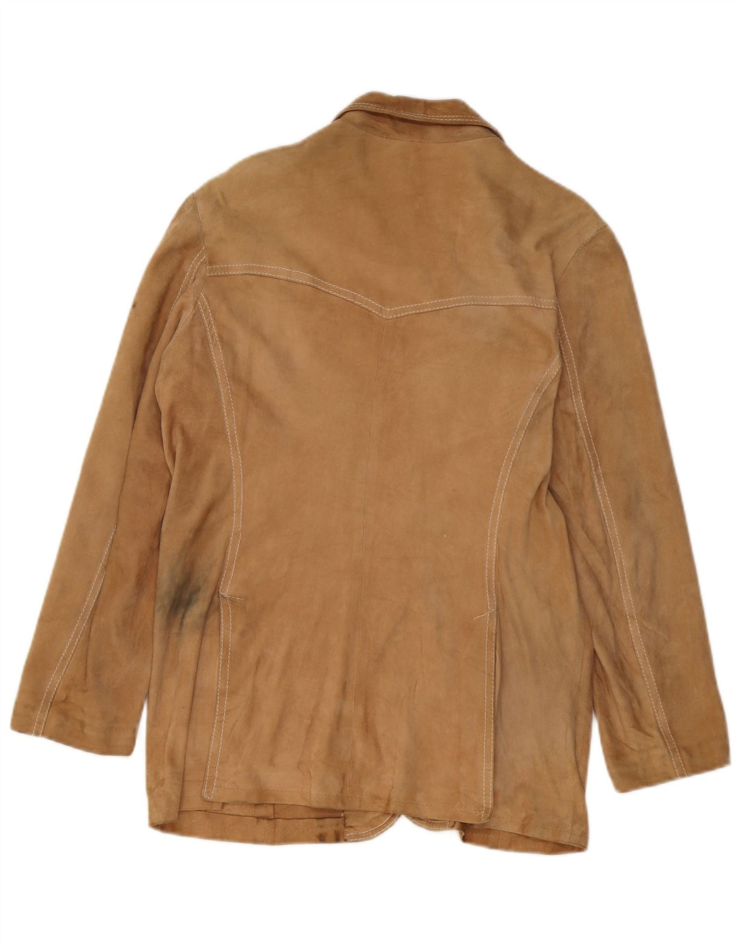 vintage Femme 3 Boutons Blazer En Daim Veste UK 14 Beige Moyen