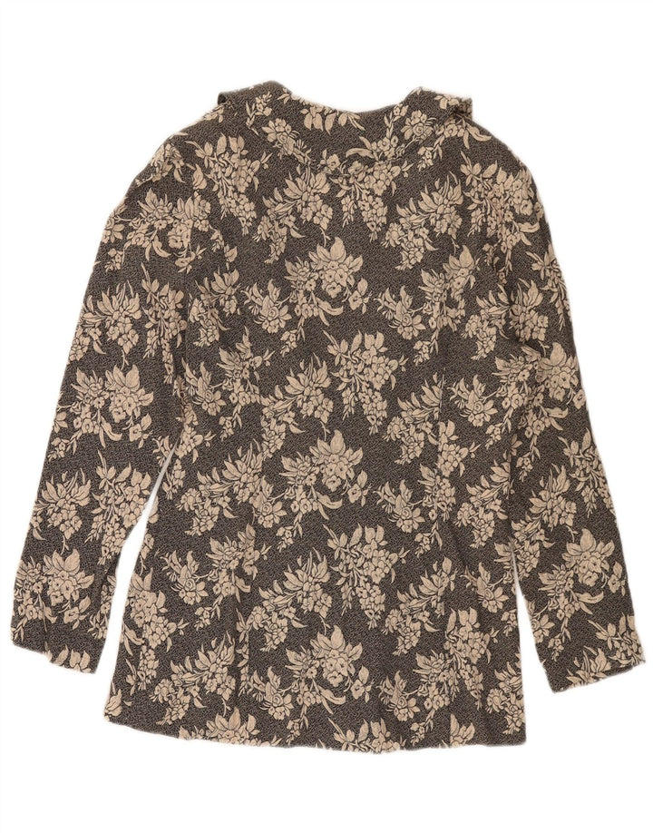 VINTAGE Femme 3 Bouton Blazer Veste UK 10 Petit Noir Floral