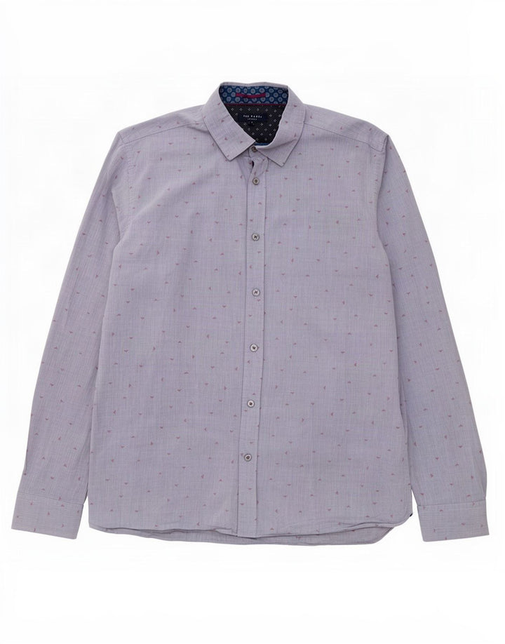 Ted Baker Chemise à motif abstrait pour homme Taille 4 Grand Coton Gris