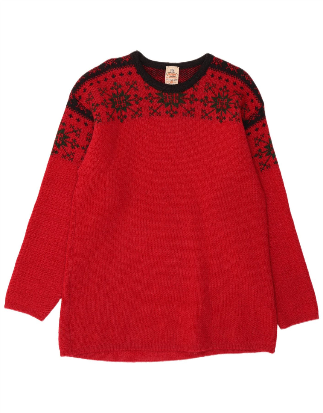 JANUS Pull à col rond pour homme IT 50 en laine Fair Isle rouge moyen