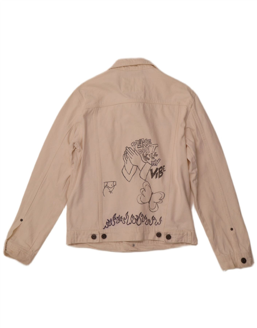 ALCOTT Veste en jean graphique pour femme UK 1O Petit coton blanc