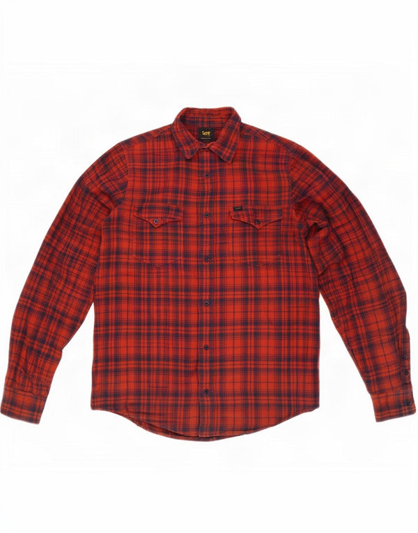 Lee Chemise Regular Fit en Flanelle Homme Rouge Moyen à Carreaux en Coton