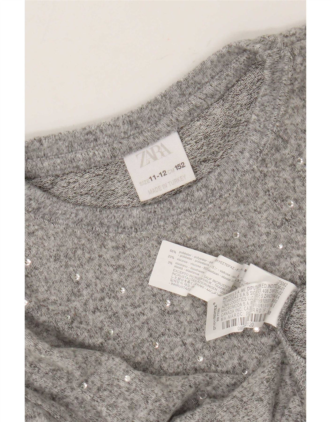 Zara Pull ras du cou pour fille 11-12 ans Gris Polyester