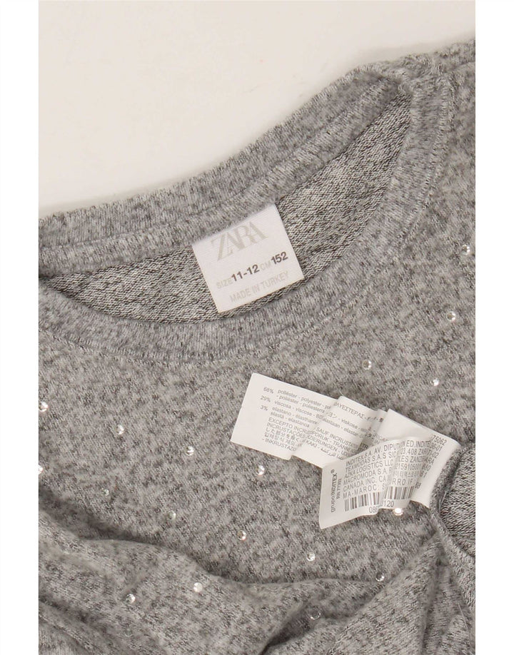 Zara Pull ras du cou pour fille 11-12 ans Gris Polyester