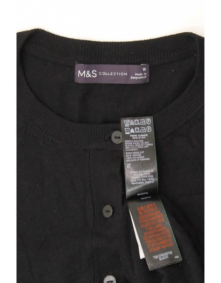 Marks & Spencer Pull Cardigan Femme UK 16 Large Viscose Noir
