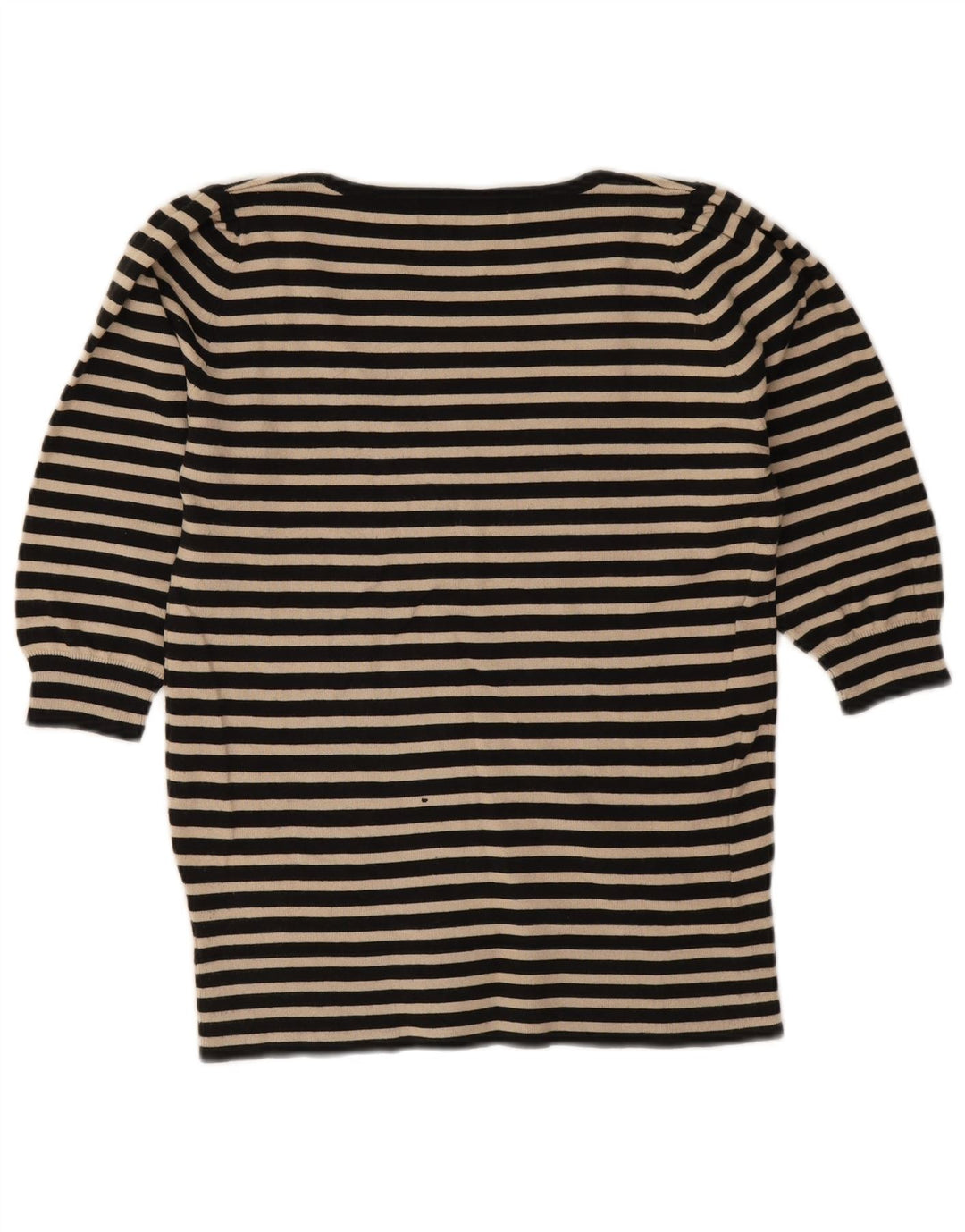 Zara Femme Top Manches 3/4 UK 12 Coton Rayé Noir Moyen