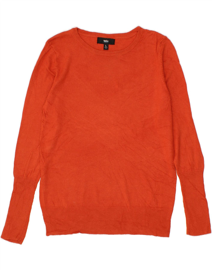 MOSSIMO Womens Boat Neck Jumper Sweater UK 14 Large Orange Nylon Vintage Mossimo and Second-Hand Mossimo from Messina Hembry 