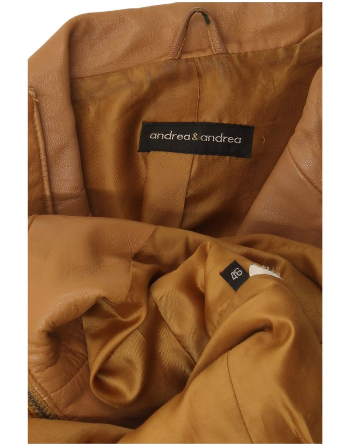 veste en cuir femme vintage IT 46 Grand Marron