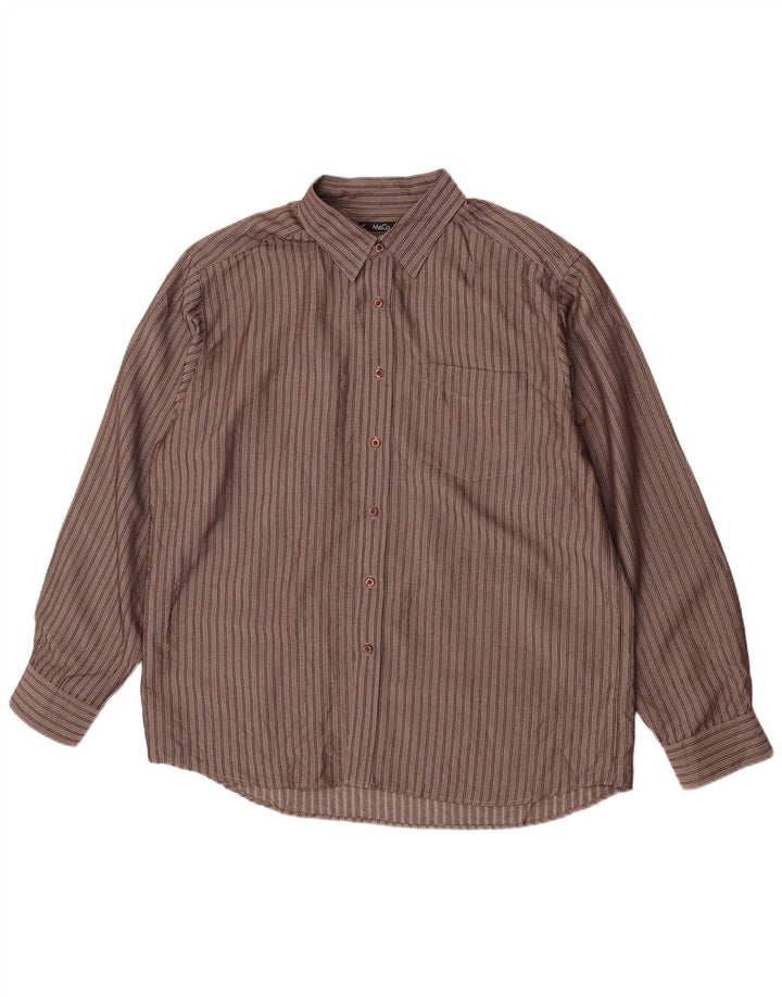 M&Co Chemise Homme XL Marron Rayé Viscose