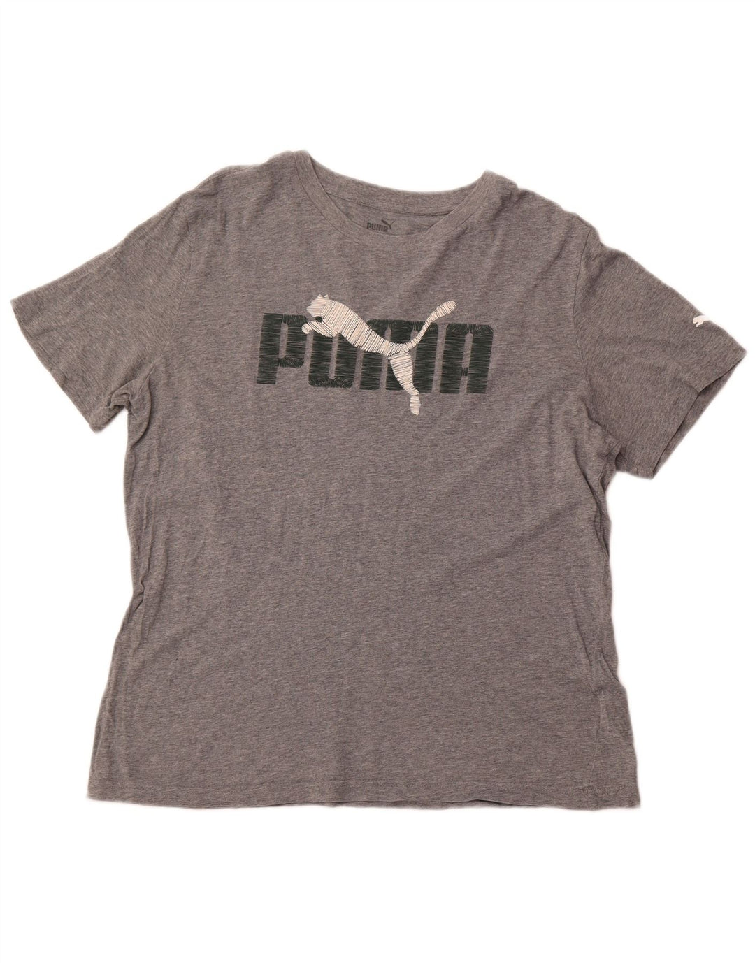 PUMA T-shirt graphique pour femme UK 16 Large Gris Coton