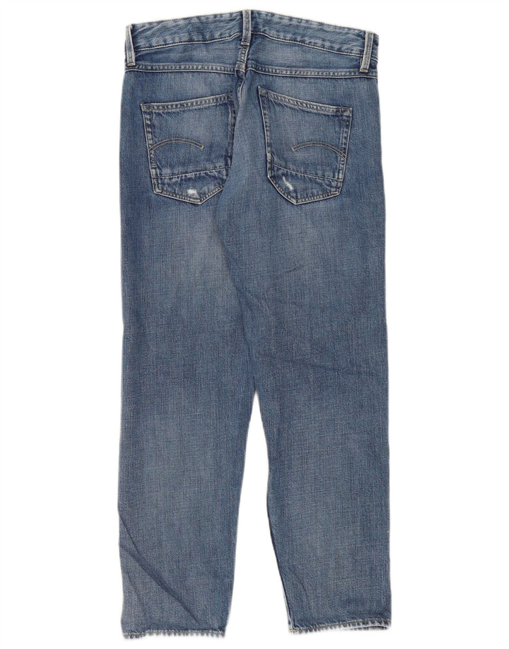 Jeans droits délavés pour femmes G-Star W24 L30 Bleu Coton