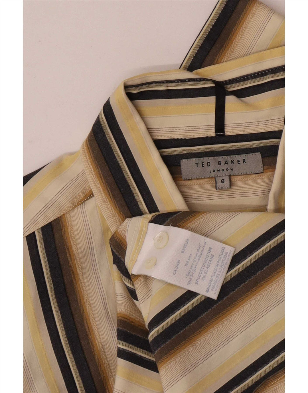 Ted Baker Chemise Homme Taille 6 2XL Coton Rayé Beige
