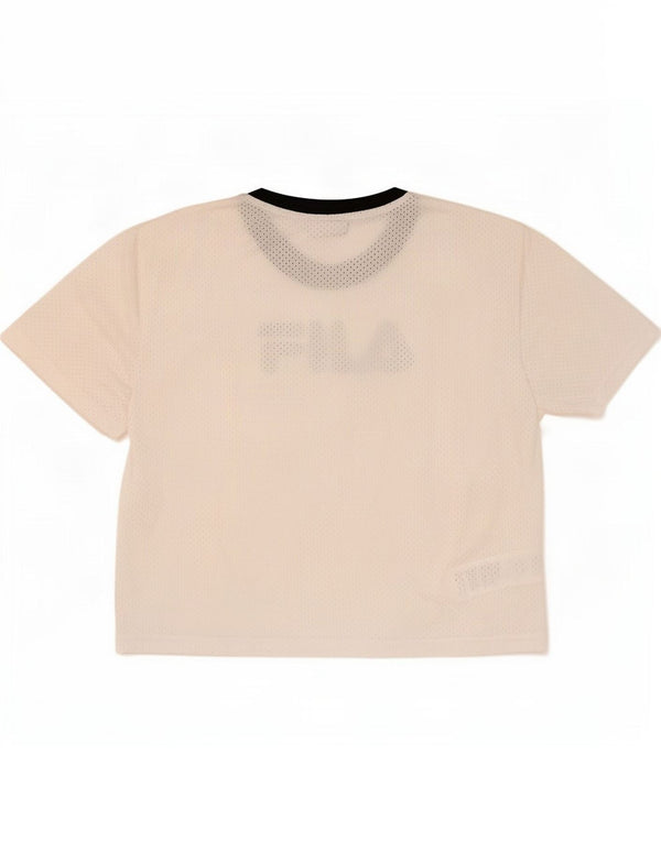 Fila T-shirt graphique pour femme UK 16 Large Blanc Polyester