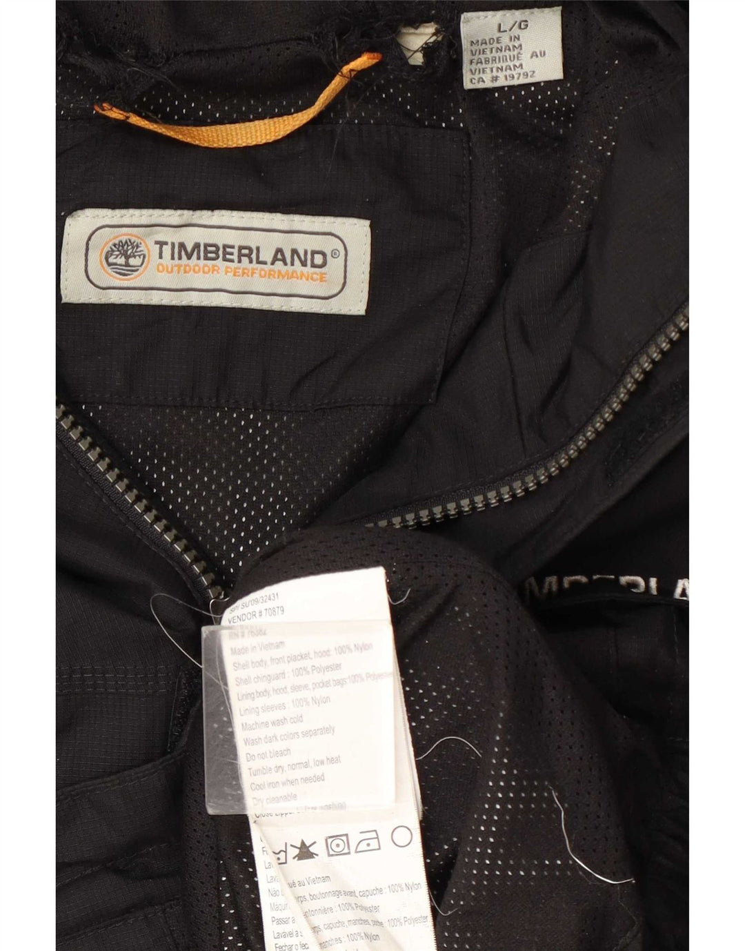 Timberland Veste de pluie à capuche pour homme UK 40 Large Noir Nylon