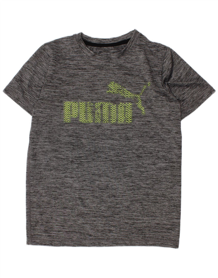 Puma Garçon Graphique T-Shirt Top 7-8 ans Petit Gris Moucheté Polyester