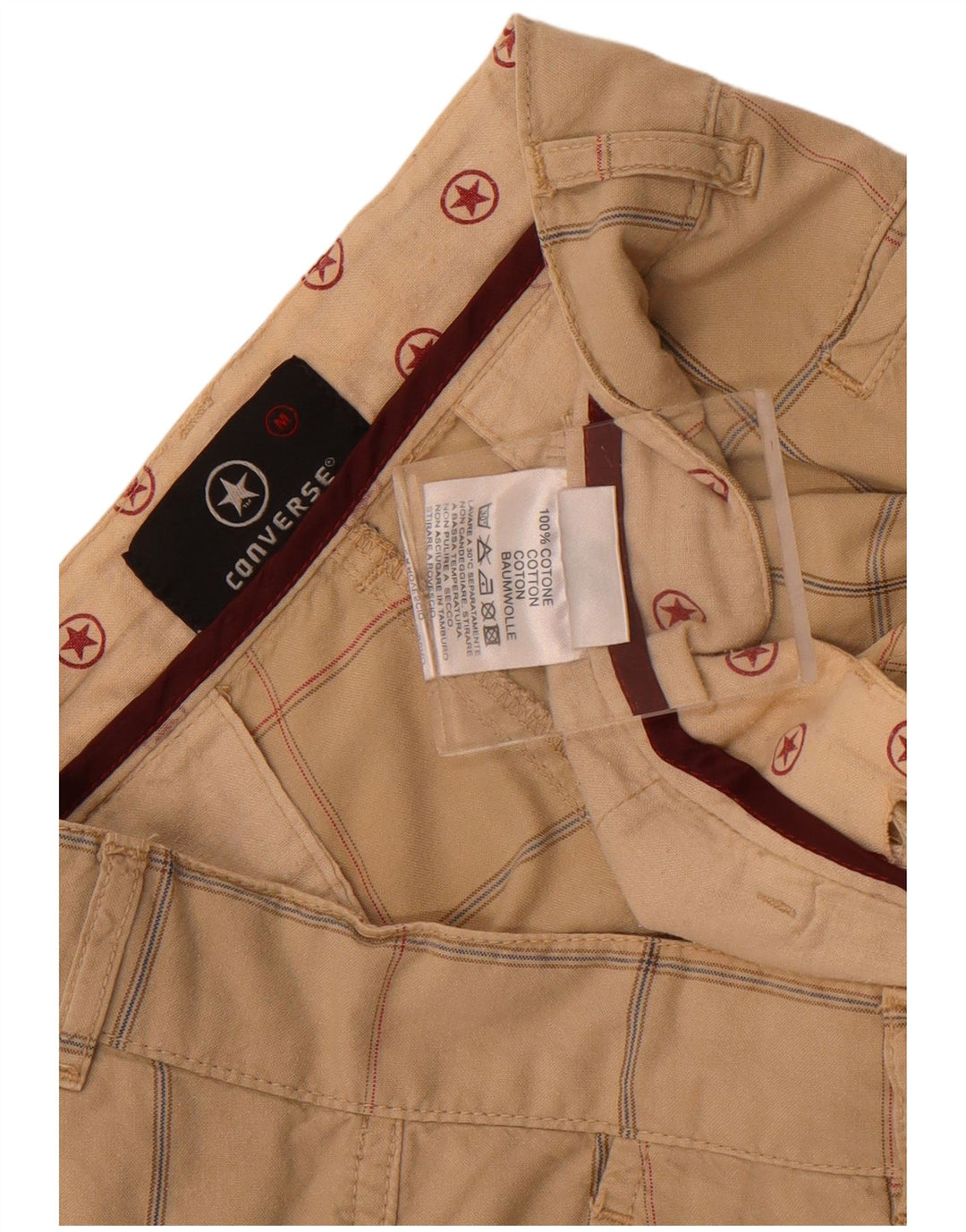 Converse Short Chino Homme Medium W32 Beige à Carreaux Coton