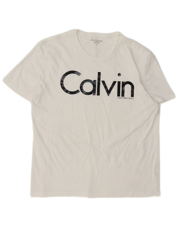Calvin Klein Jeans Womens Graphic T-Shirt Top UK 16 Large White