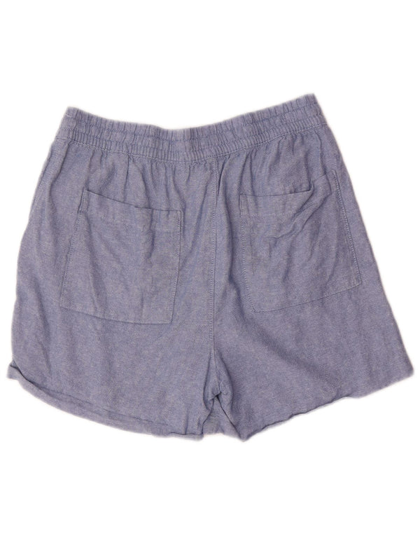 Marks & Spencer Short décontracté pour femme UK 12 Medium W30 Lin bleu
